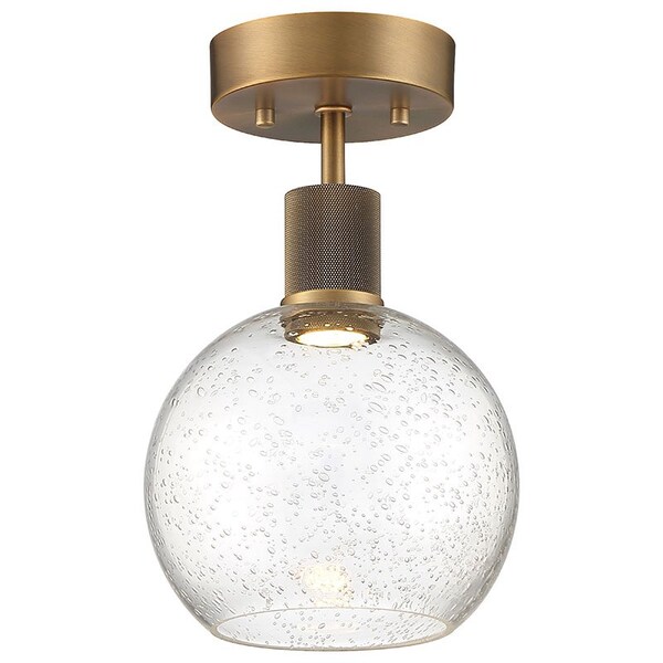 Access Lighting Port Nine Burgundy, Burgundy LED SemiFlush, Antique Brushed Brass Finish, Seeded Glass 63148LEDD-ABB/SDG - main